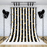Aperturee - Golden Hearts Black Stripes Valentines Day Backdrop